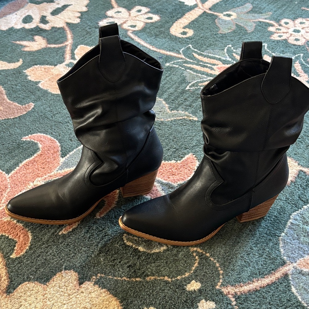 Black Leather Ankle Boots